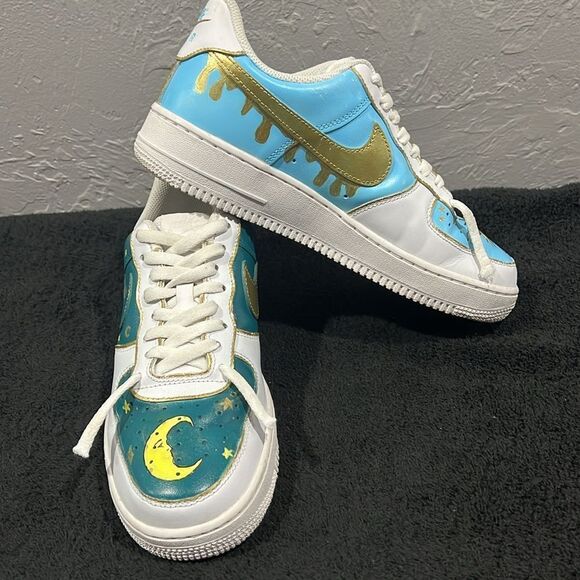 🔥Custom NIKE AIR FORCE 1 Low Sneakers Sun&Moon Day&Night - Rare One of One - EU - Picture 4 of 14